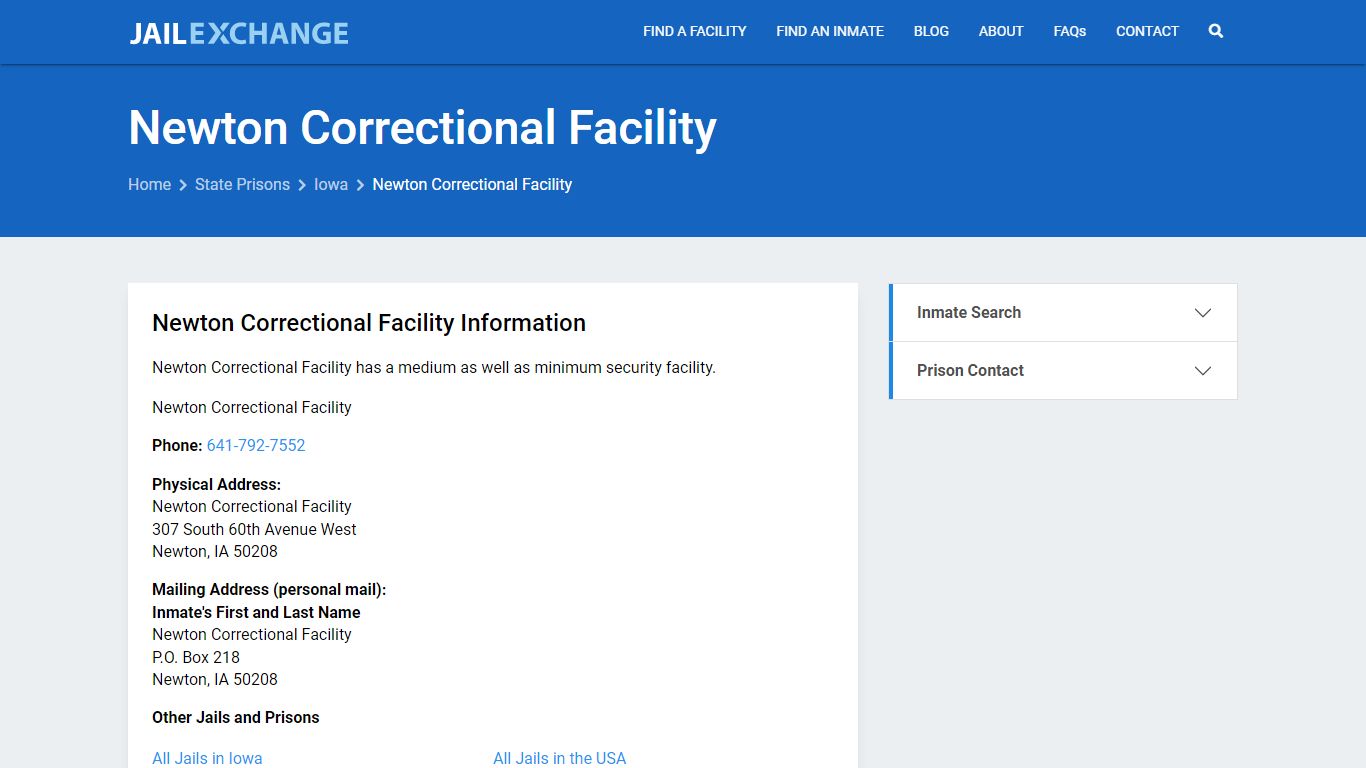 Newton Correctional Facility Inmate Search, IA - Jail Exchange